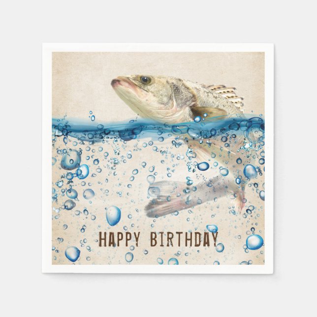 birthday fish jumping out of water napkin (Front)