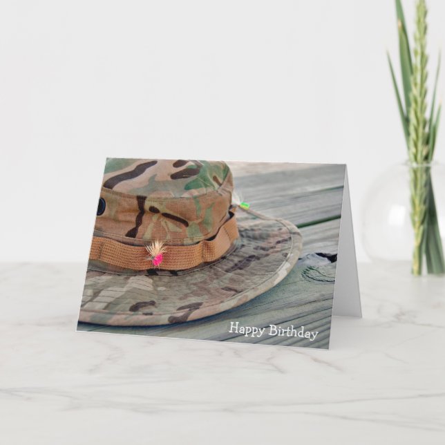 Birthday Fisherman Hat With Lures Card (Front)