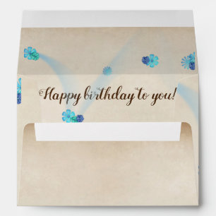 birthday floral design on sepia texture envelope