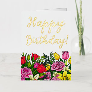 Birthday Floral Foil Greeting Card