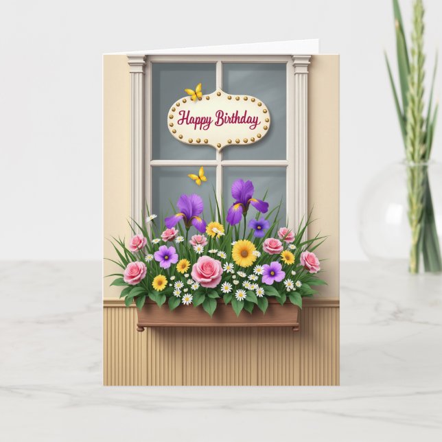 Birthday Floral Window Card (Front)