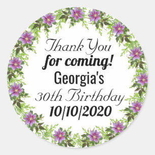 Birthday flower Thank You Favour Tags