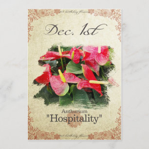 Birthday flowers on December 1st "Anthurium" Card