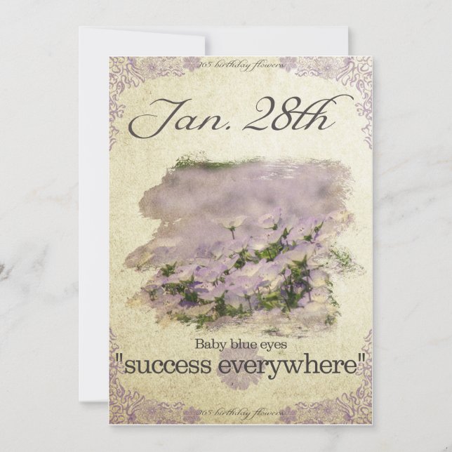 Birthday flowers on January 28th "Baby blue eyes" Card (Front)