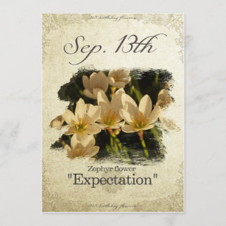 Birthday flowers on September 13th "Zephyr flower" Card
