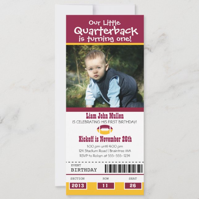 Birthday Football Ticket Invitation (Front)