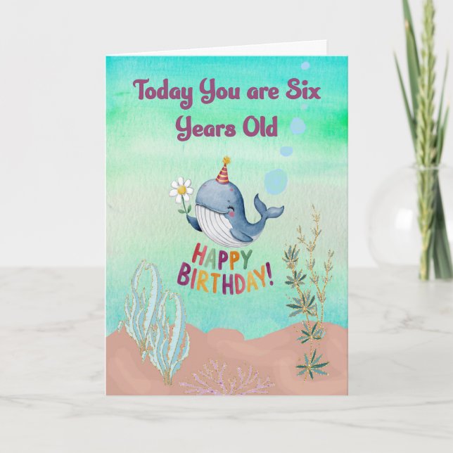 Birthday for 6 Year Old with Big Fish Thank You Card (Front)