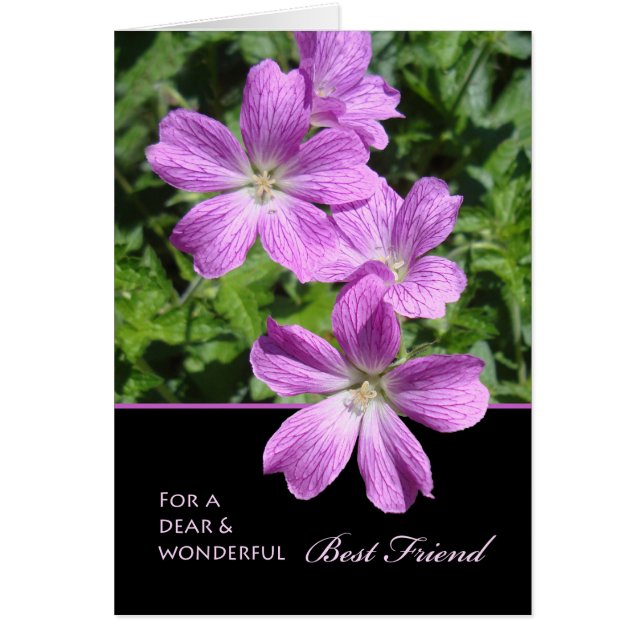 Birthday for Best Friend, Cranesbill Geraniums (Front)