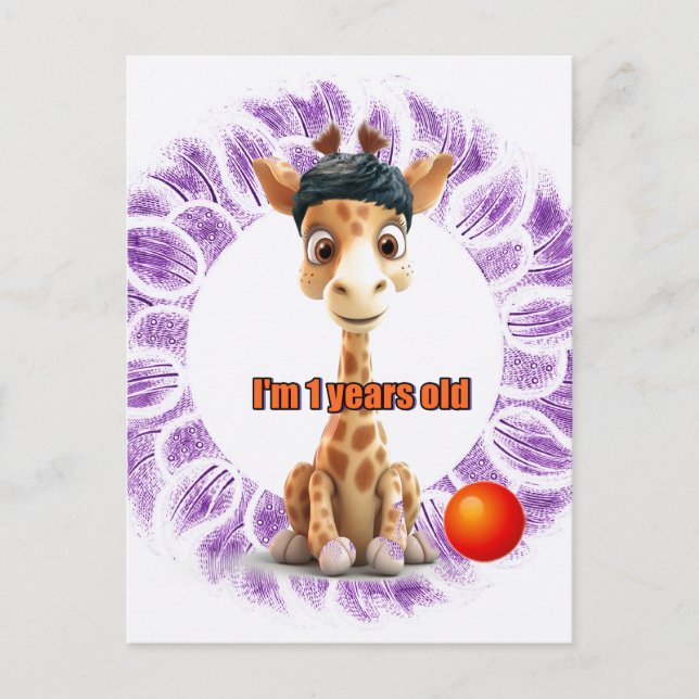 Birthday for Boys Giraffe Postcard (Front)