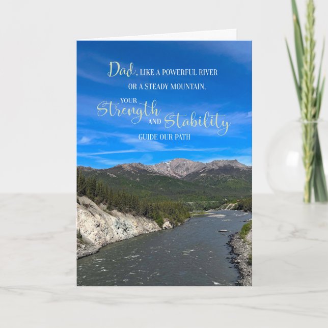 Birthday for Dad Quote Alaskan River and Mountain Card (Front)
