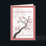 Birthday for Daughter, Chinese Blossom Tree Card<br><div class="desc">Beautiful birthday card for your daughter features illustration of a Chinese blossom tree with pink flower petals in a frame of coordinating colours.</div>
