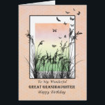 Birthday for Great Granddaughter, with Butterflies<br><div class="desc">Birthday card for your great granddaughter. A beautiful birthday card showing meadow grasses and butterflies.An abstract sunset in the background lends a lovey tranquil atmosphere. A lovely verse inside completes this birthday card to say 'happy birthday".</div>