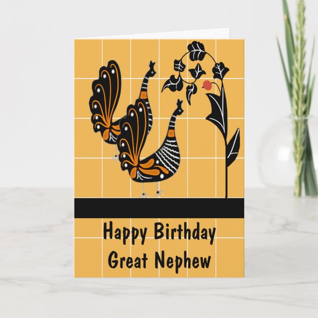 Birthday for Great Nephew with Peacocks Card (Front)