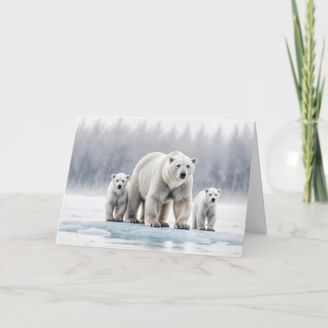 Birthday For Mom Polar Bear Family On Ice Card (Front)