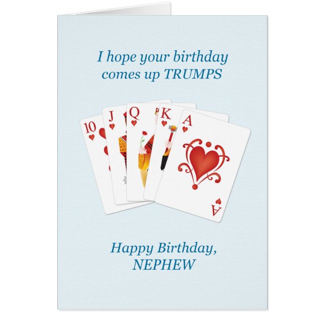 Birthday for Nephew, Hearts Full House (Front)