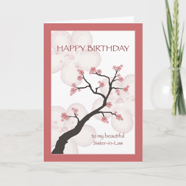 Birthday for Sister-in-Law, Chinese Blossom Tree Card (Front)