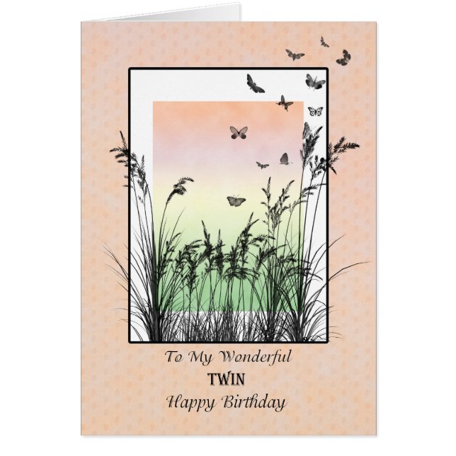 Birthday for twin, with butterflies (Front)