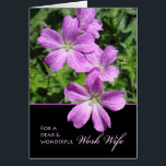 Birthday for Work Wife, Cranesbill Geraniums<br><div class="desc">Happy Birthday greeting card for a work wife,  co-worker. Card has an image of Cranesbill geraniums in shades of violet and lavender colours. Botanical,  floral themed greeting card. Art,  image,  and verse copyright © Shoaff Ballanger Studios.</div>