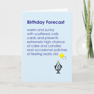 Birthday Forecast - a funny birthday poem Card