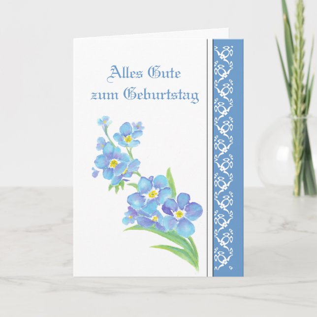 Birthday Forget me nots, Garden Flowers German Card (Front)