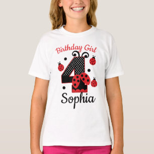 Birthday four 4 ladybug custom designs T-Shirt