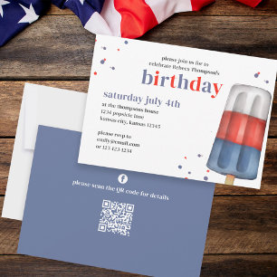 Birthday Fourth of July Cute Summer Invitation