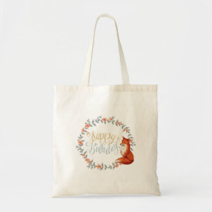 Birthday Fox Wreath Tote Bag