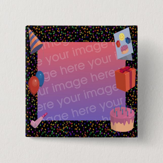 Birthday Frame 2 Inch Square Button (Front)