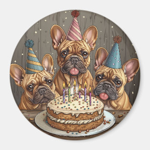 Birthday French Bulldogs Party Hats Magnet