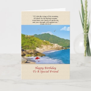 Birthday Friend Beach Hills Birds Card