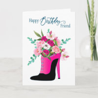 Birthday friend Beautiful Flowers High Heel Shoe