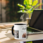 Birthday friend white black photo names mug<br><div class="desc">A gift from friends for a woman's 21st birthday, celebrating her life with 3 of your photos of her, her friends, family, interest or pets. Personalize and add her name, age 21 and your names. Black coloured letters. A chic, classic white background. Her name is written with a modern hand...</div>