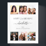 Birthday friends photo collage names paperweight<br><div class="desc">A gift from friends for a woman's 21st birthday, celebrating her life with a collage of 6 of your high quality photos of her, her friends, family, interest or pets. Personalize and add her name, age 21 and your names. Black text. Her name is written with a modern hand lettered...</div>