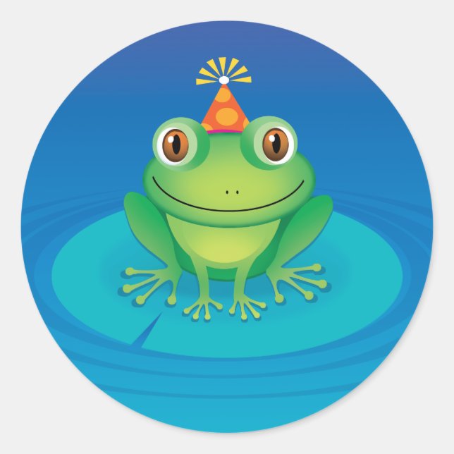 Birthday Frog Classic Round Sticker (Front)