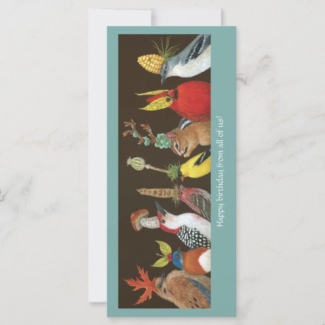 Birthday from all of us with birds at a party (Front)