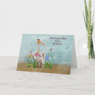Birthday, From Group , Pelican, Flowers Card