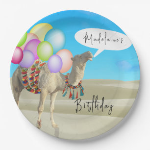 Birthday Fun  Desert Camel Balloons Colourful  Paper Plate