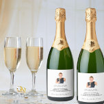 Birthday fun facts biography white photo sparkling wine label<br><div class="desc">Can be used on front on a bottle,  but is ment for the back. For a 21st (or any age) birthday party.  Personalize and add a photo of the birthday girl.  Add your text,  fun facts,  biography about the birthday girl,  and your names. An elegant white background,  black text.</div>