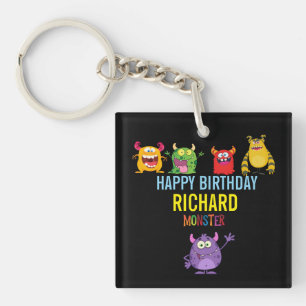 Birthday FUN Monsters kids cute Keychain