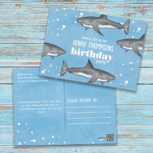 Birthday Fun Whimsical Ocean Swimming Sharks Postcard