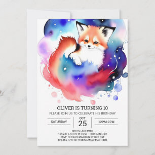 Birthday Fun with Watercolor Foxes Invitation