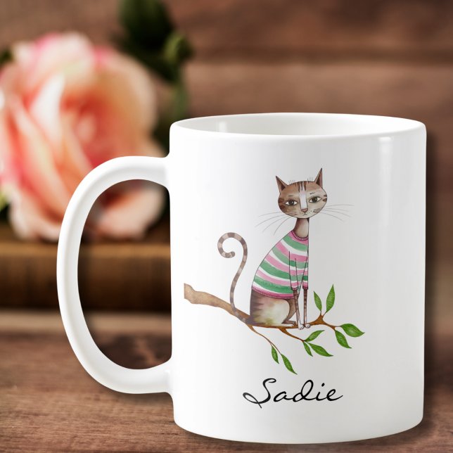 Birthday Funny Cat Cute Cat Mom Personalized  Coffee Mug (Creator Uploaded)