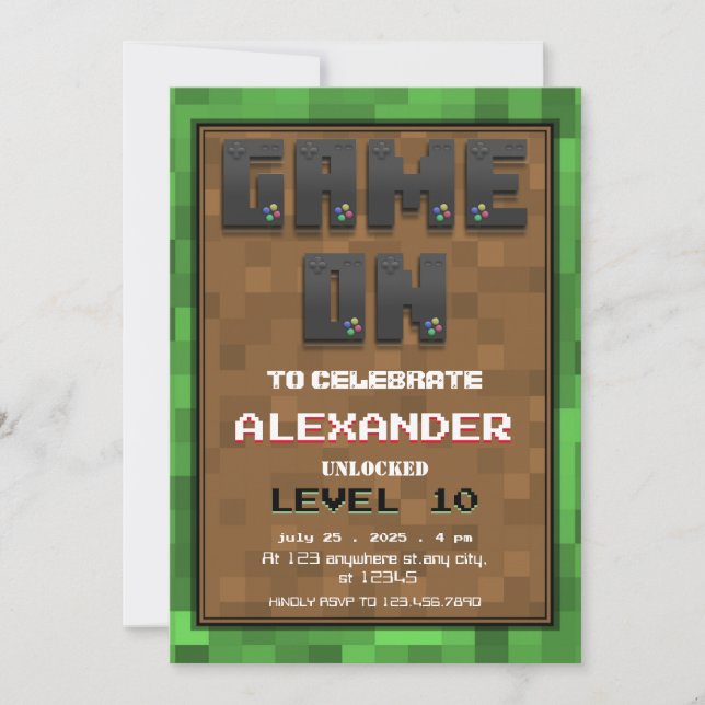 Birthday Gamer Level up Invitation (Front)