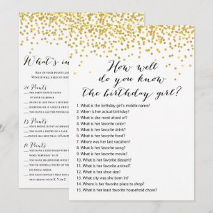 Birthday Games x2 - phone game   who knows Invitation