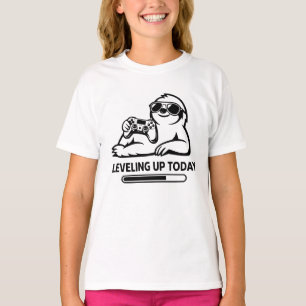 Birthday Gaming Sloth Levelling Up Today T-Shirt