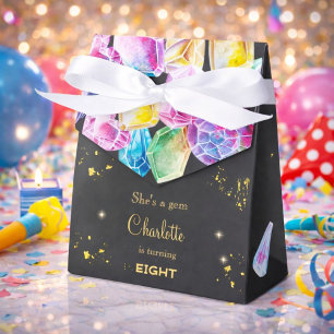 Birthday Gem Party Crystals Girl's watercolor Favor Box