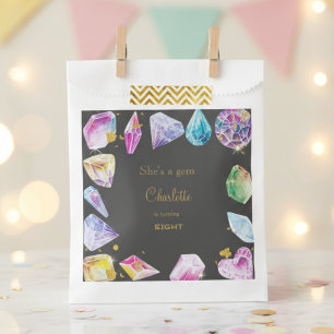 Birthday Gem Party Crystals Girl's watercolor Favour Bag