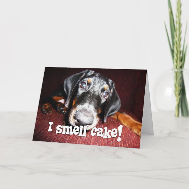 Birthday General - Nosy Doberman Pinscher Puppy Card (Front)