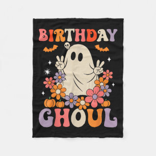 Birthday Ghoul Floral Ghost Halloween Women Girls Fleece Blanket