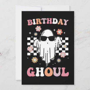 Birthday Ghoul Ghost Halloween Groovy Retro Invitation